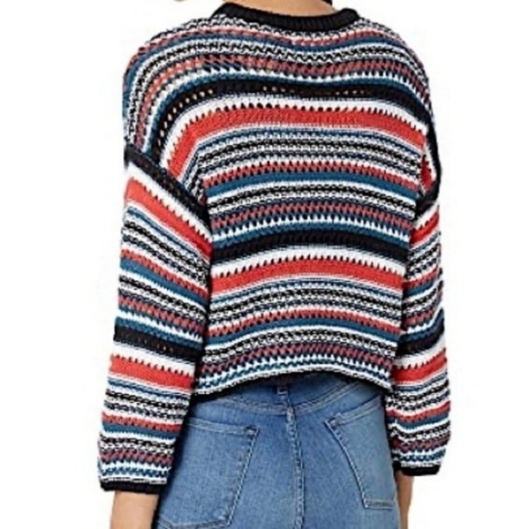 BB Dakota Striped Open Knit Crew Neck Sweater - Picture 9 of 10